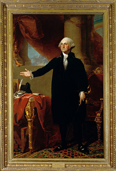 George Washington (Lansdowne portrait) by Gilbert Stuart, oil on canvas, 1796