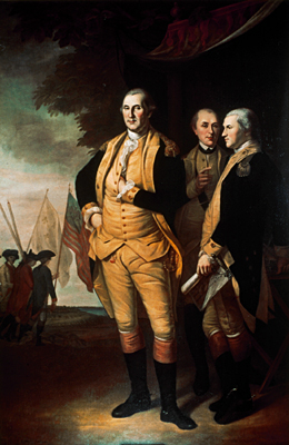 Washington, Lafayette and Tilghman at Yorktown, by Charles Wilson Peale, oil on canvas, 1784